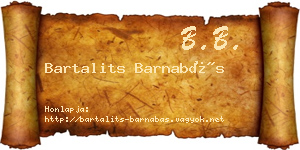 Bartalits Barnabás névjegykártya